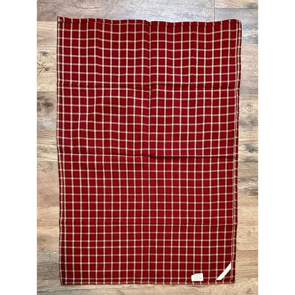 Set Of 5 Park Imports & Design Plaid Loomed Burgundy Hand Kitchen Dish Towel